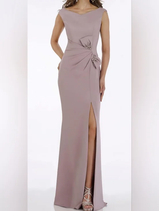 Gia Franco Mauve Purple Embellished Bow Floor Length Trumpet Evening Gown Size 4 - Picture 1 of 13